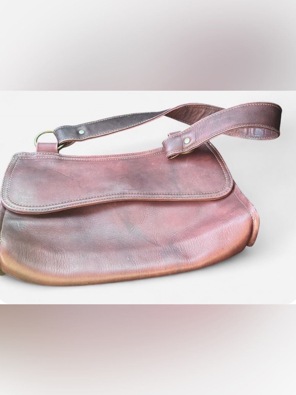 J.Jill Distressed Brown Leather Shoulder Bag made in Columbia